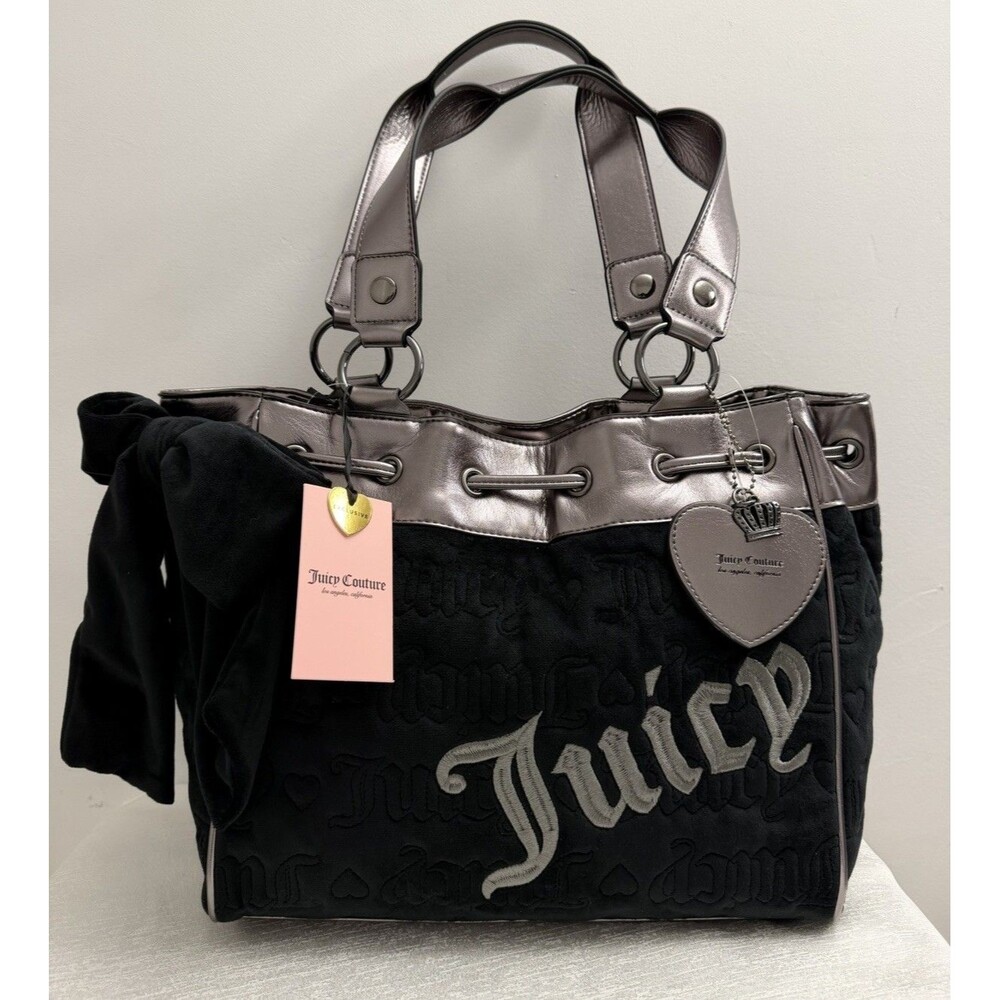 Juicy Couture DayDreamer Vintage Dreams Tote Bag Black Chic Gunmetal Y2K NWT